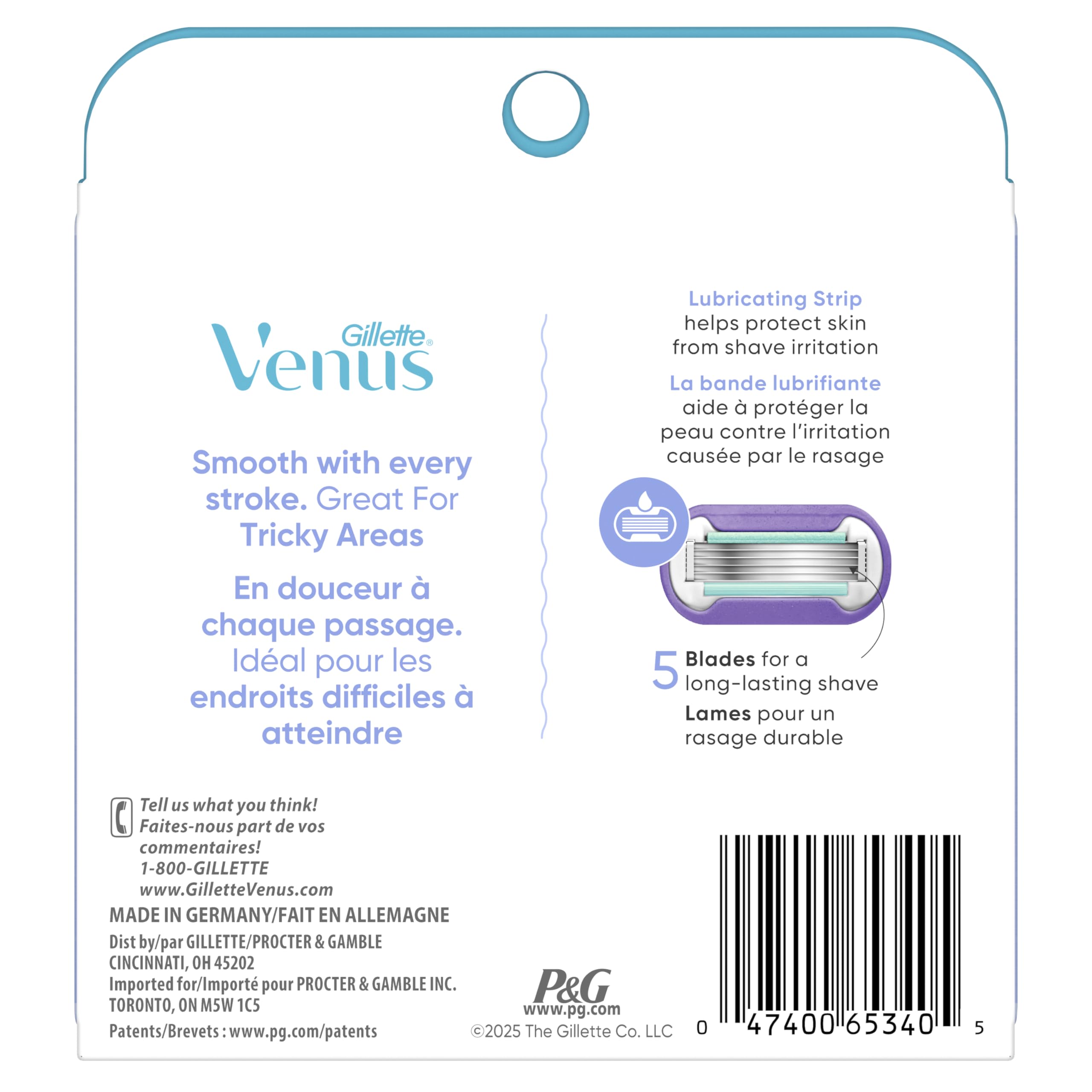 Gillette Venus empaque lateral con información de compatibilidad clara