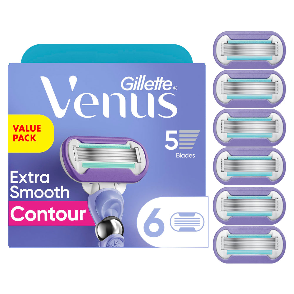 Gillette Venus pack frontal mostrando las seis cuchillas, comodidad confirmada