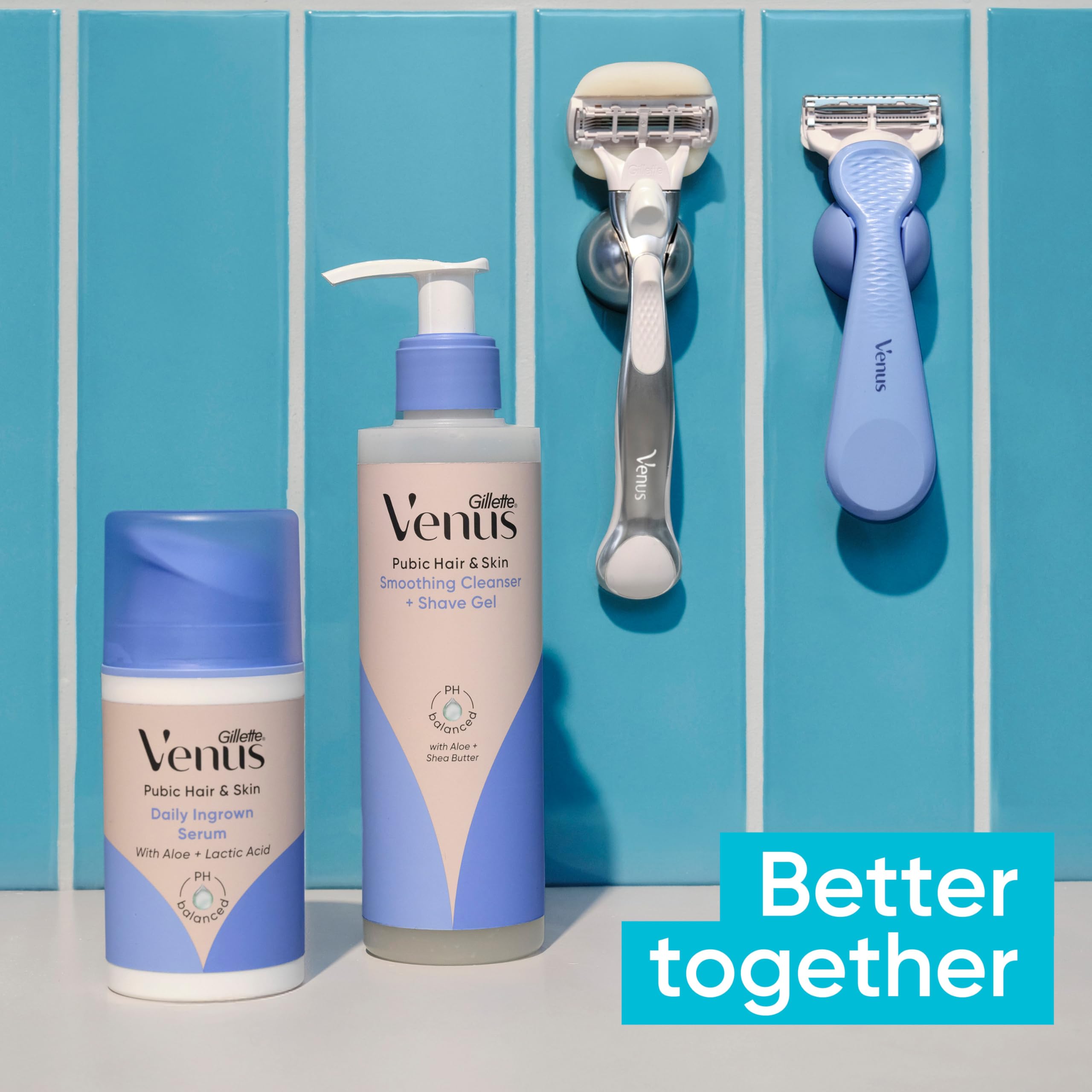 Maquinilla Gillette Venus en uso en la ducha, recorte controlado y seguro