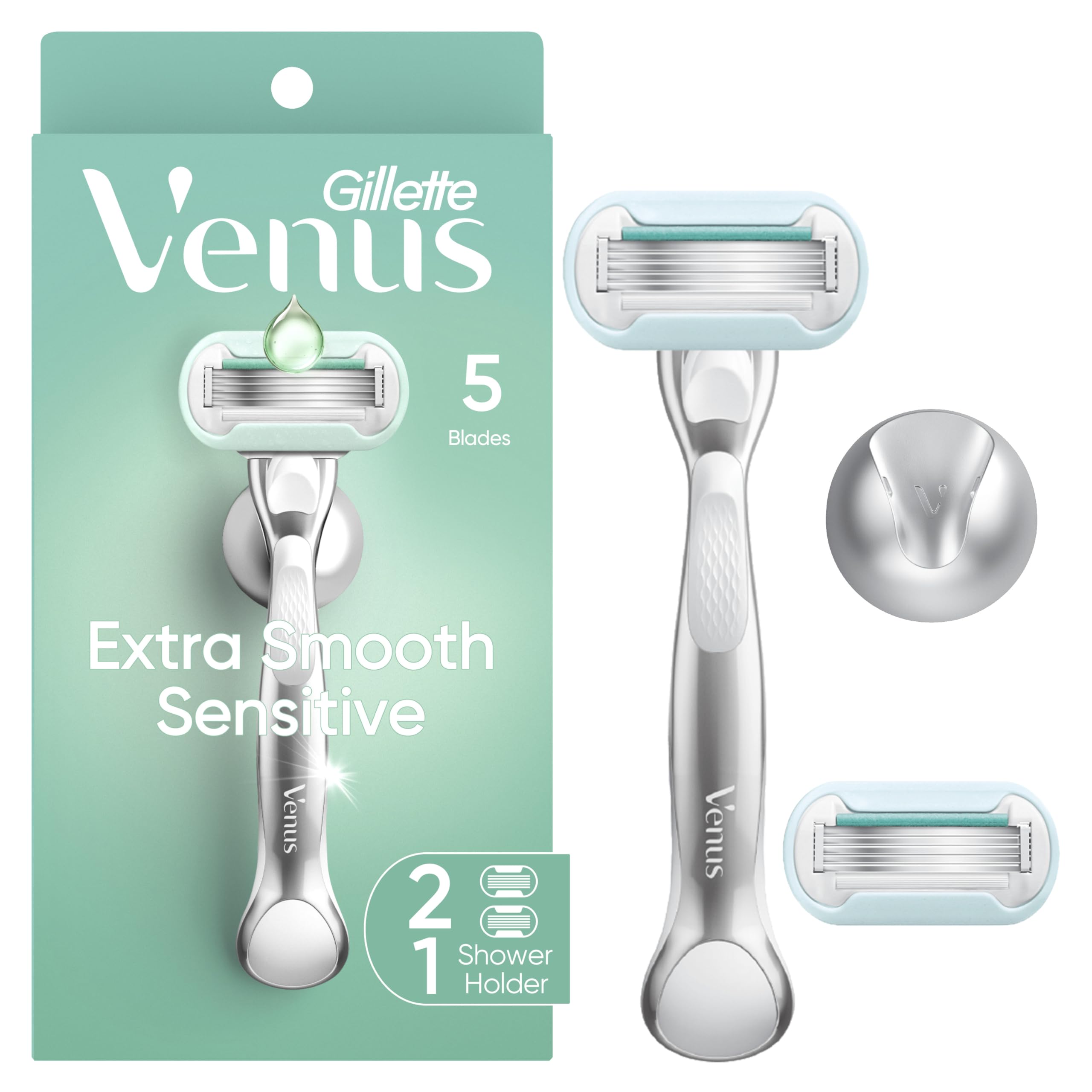 Gillette Venus: frontal del envase mostrando el pack y beneficio de piel suave