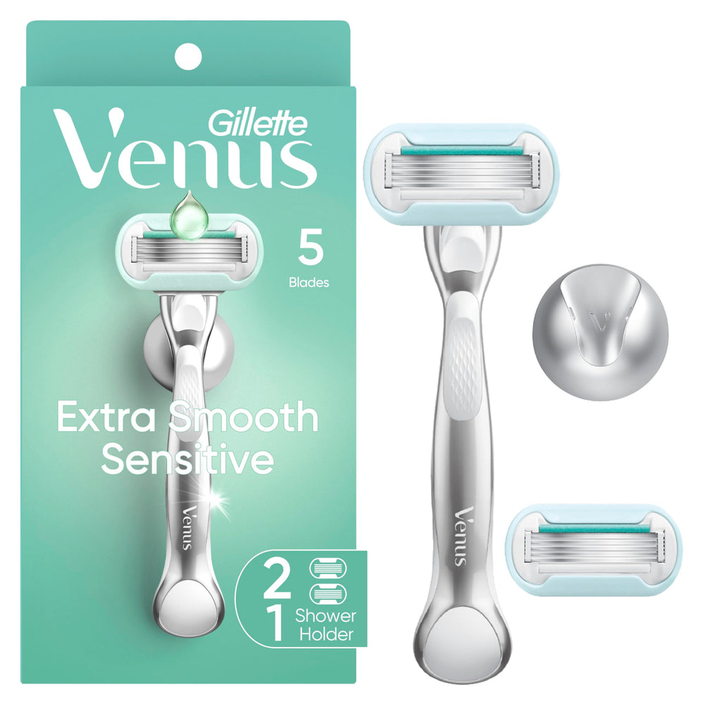 Gillette Venus: frontal del envase mostrando el pack y beneficio de piel suave
