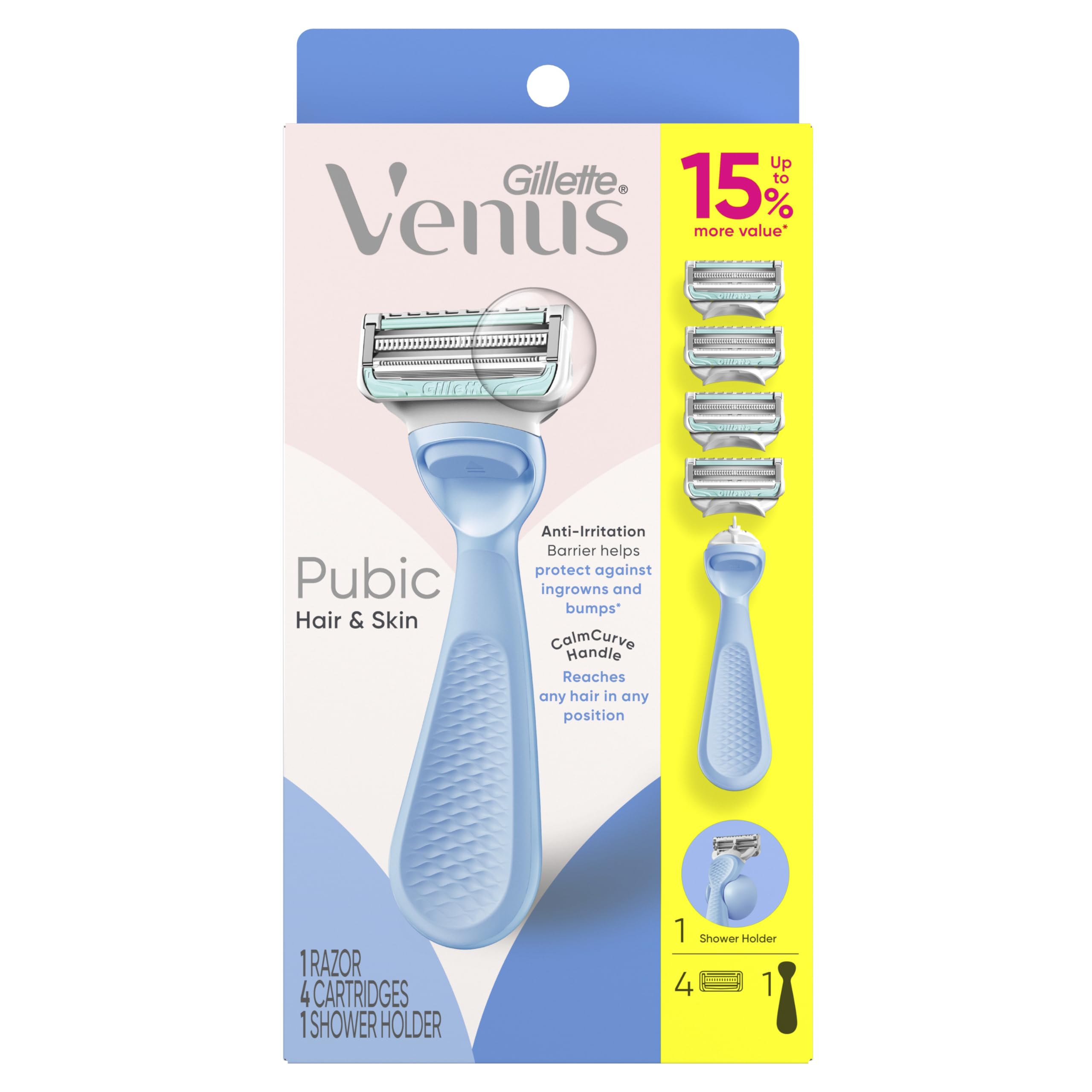 Escena lifestyle en baño con Gillette Venus, rutina íntima cómoda y cuidada