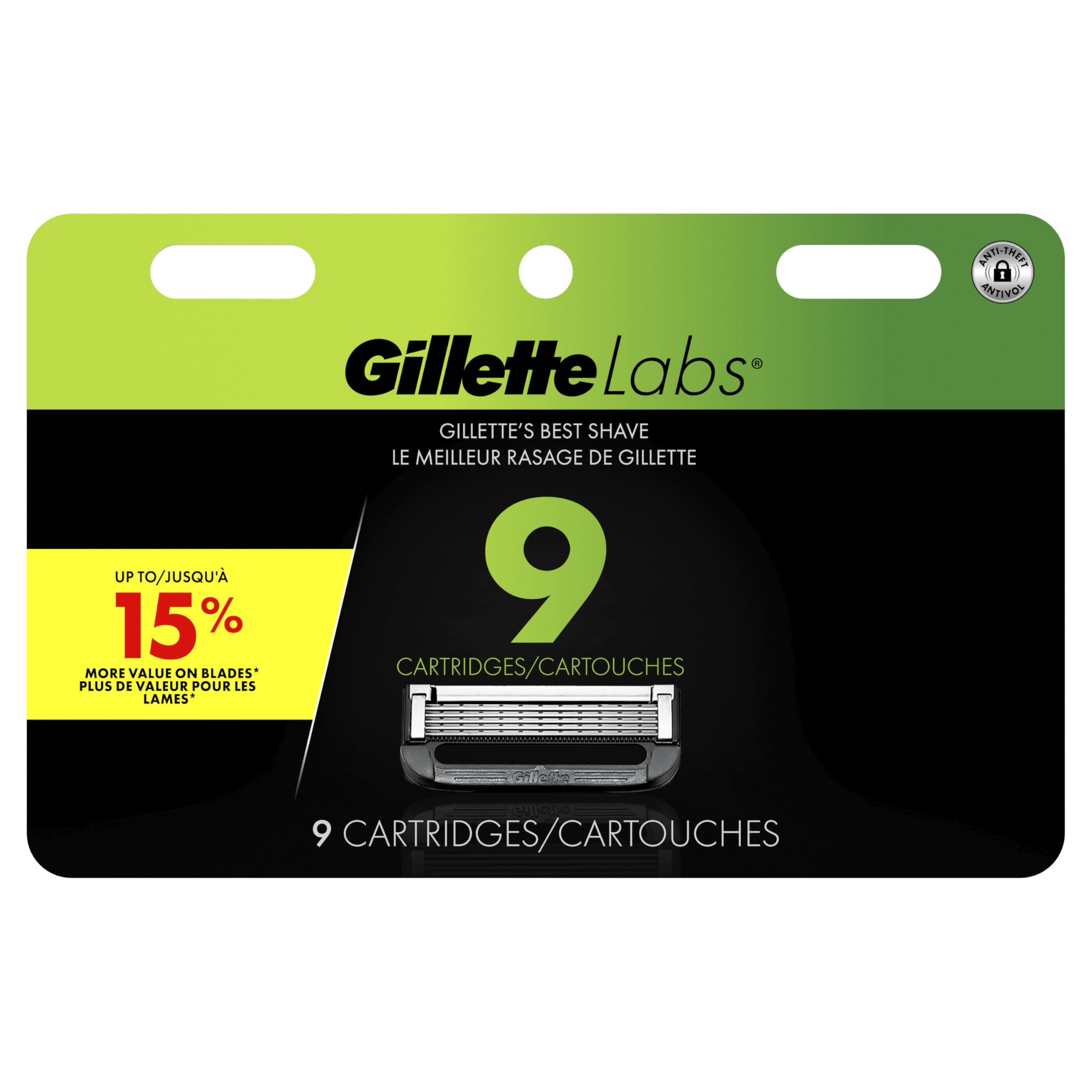Gillette Labs cartucho junto a regla para comparar tamaño y portabilidad