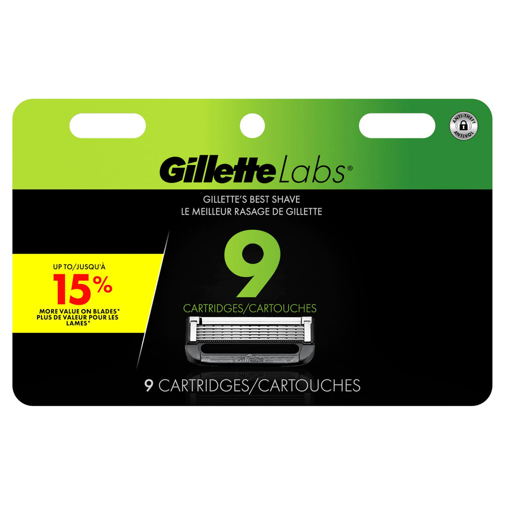 Gillette Labs cartucho junto a regla para comparar tamaño y portabilidad