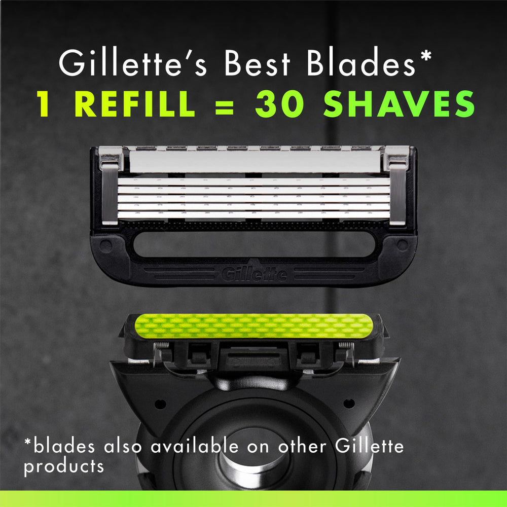Gillette Labs primer plano de las cinco hojas para afeitado apurado