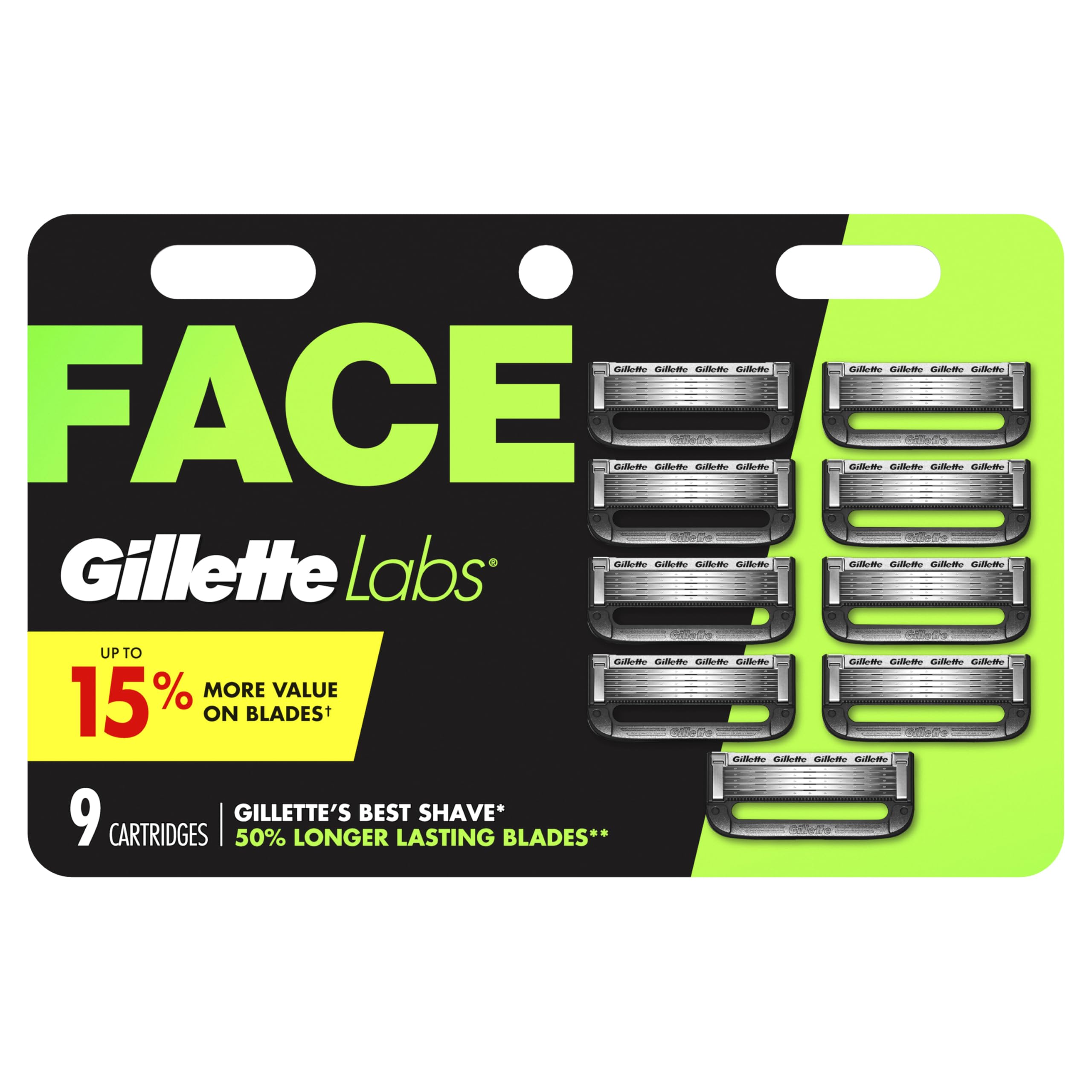 Gillette Labs frente del pack mostrando 9 recambios y conveniencia