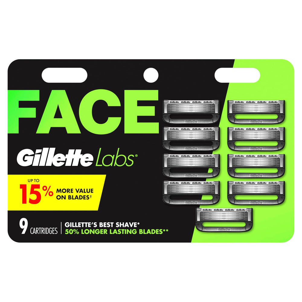 Gillette Labs frente del pack mostrando 9 recambios y conveniencia