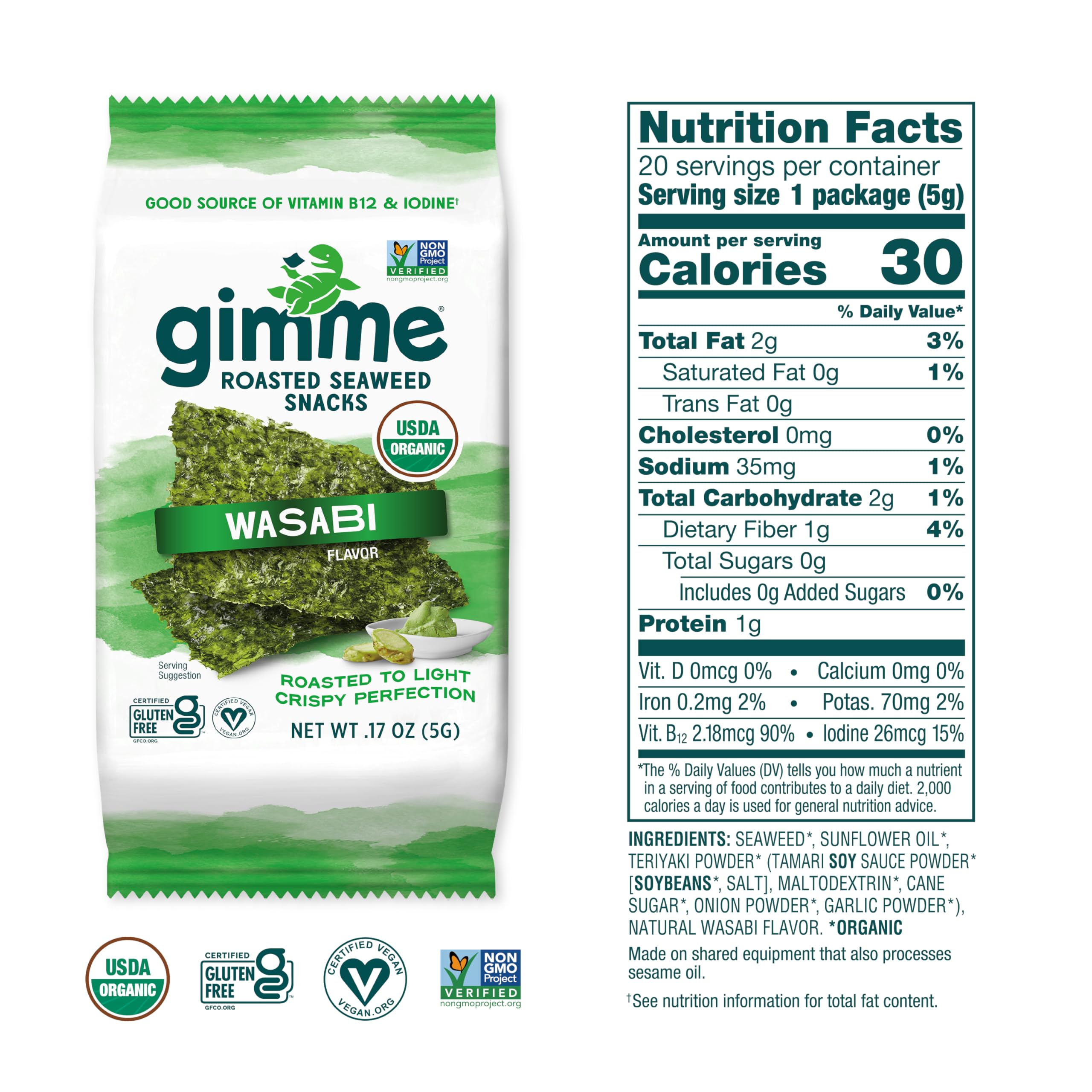 gimMe etiqueta con ingredientes orgánicos y certificaciones visibles y claras