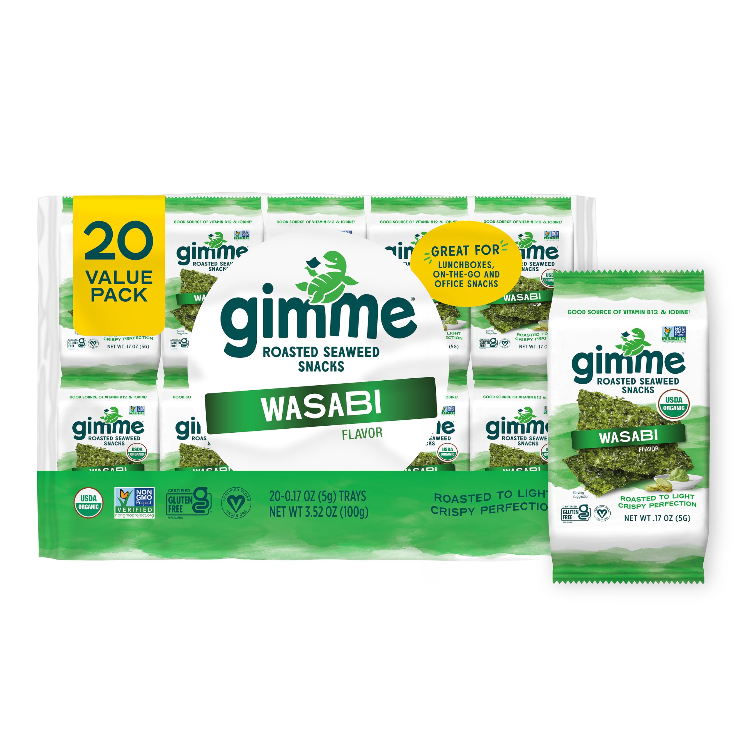 gimMe paquete frontal wasabi mostrando diseño y beneficios de consumo rápido