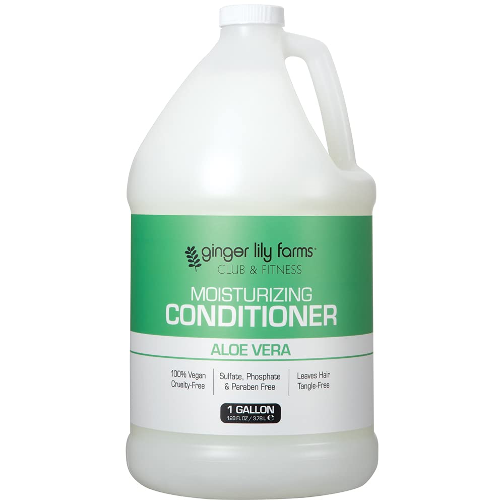 Ginger Lily Farms front label on 128oz conditioner showing product name and scent