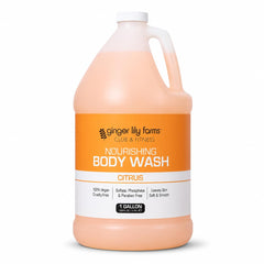 Ginger Lily Farms front label on 128 oz bottle showing product and citrus scent benefit