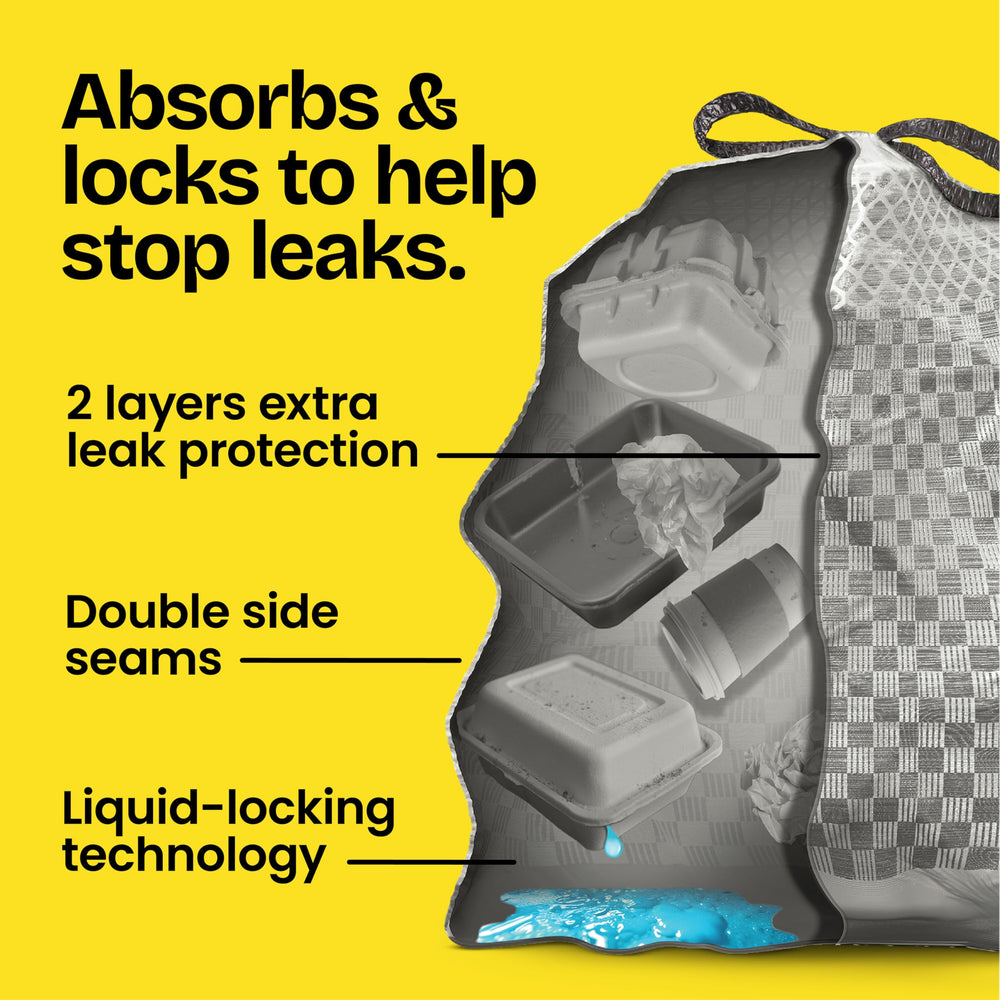 Glad close-up de doble costura que aumenta resistencia y previene rasgaduras