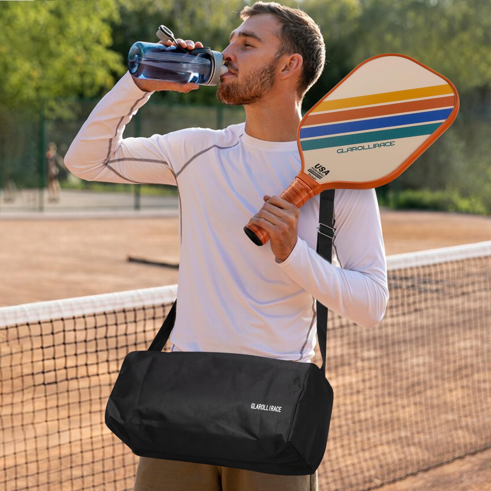 Glarollirace bolsa duffel con palas y accesorios facilitando transporte