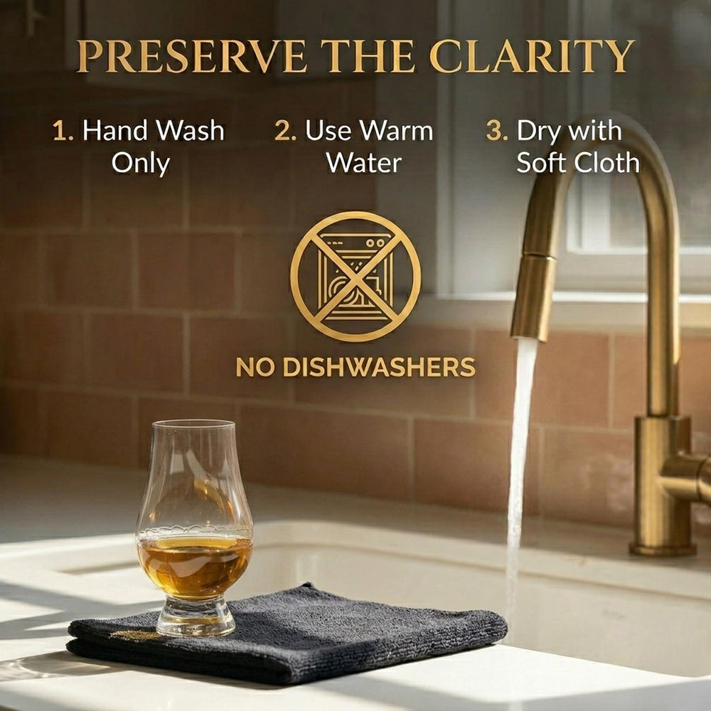 GLENCAIRN close-up del brillo del cristal sin plomo, limpieza y claridad