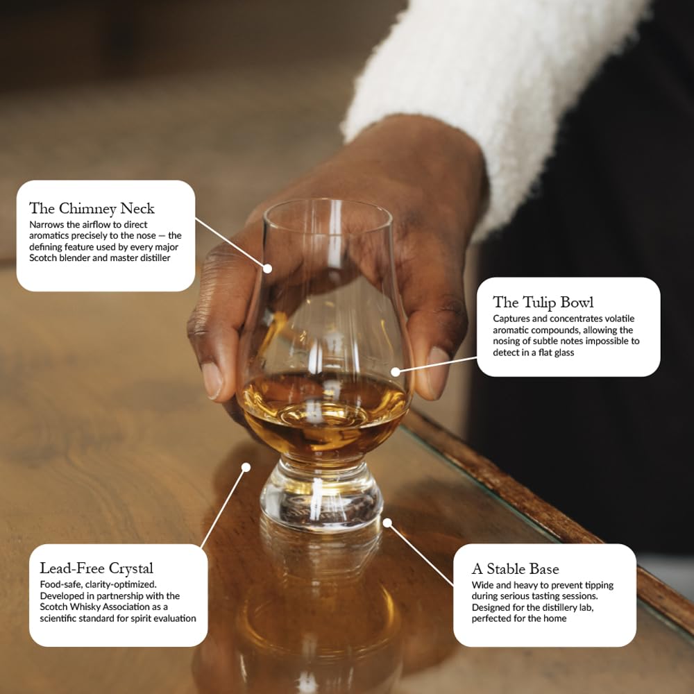 GLENCAIRN detalle del cuenco de cristal para apreciar el color y la textura