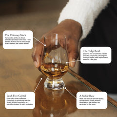 GLENCAIRN detalle del cuenco de cristal para apreciar el color y la textura