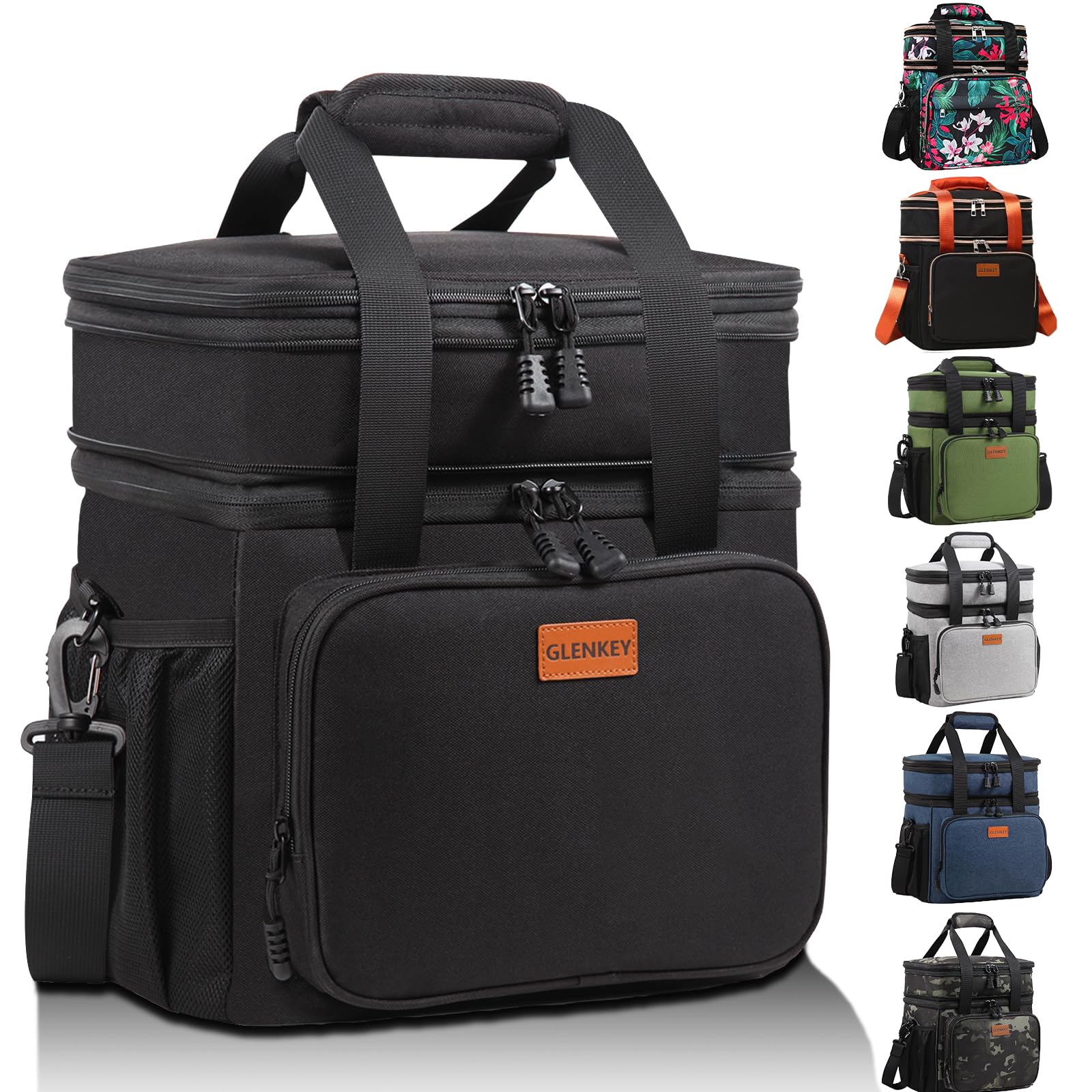 GLENKEY vista frontal de la bolsa con bolsillos y asas, protección y organización