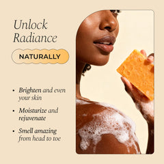 Glo Melanin textura de la superficie mostrando una barra suave y nutritiva