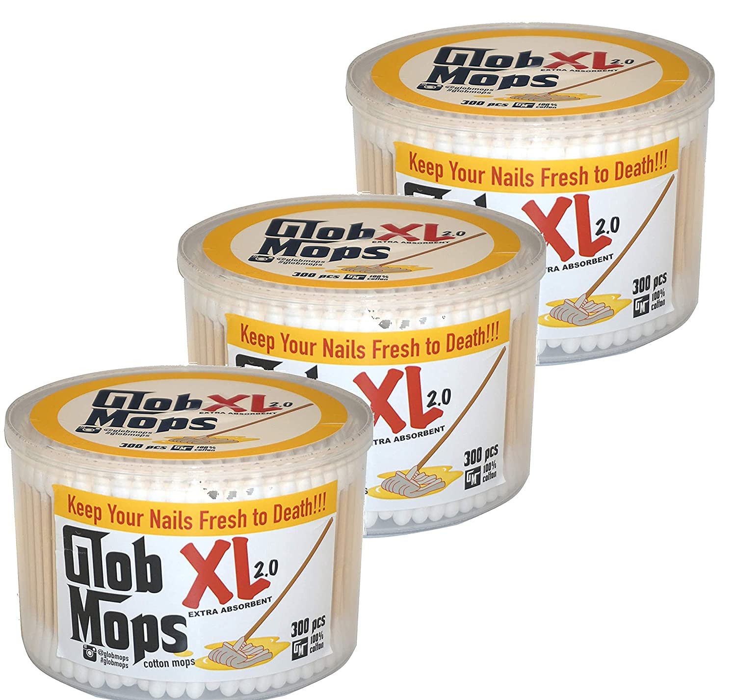 Glob Mops vista frontal del empaque mostrando tres unidades y claridad del producto