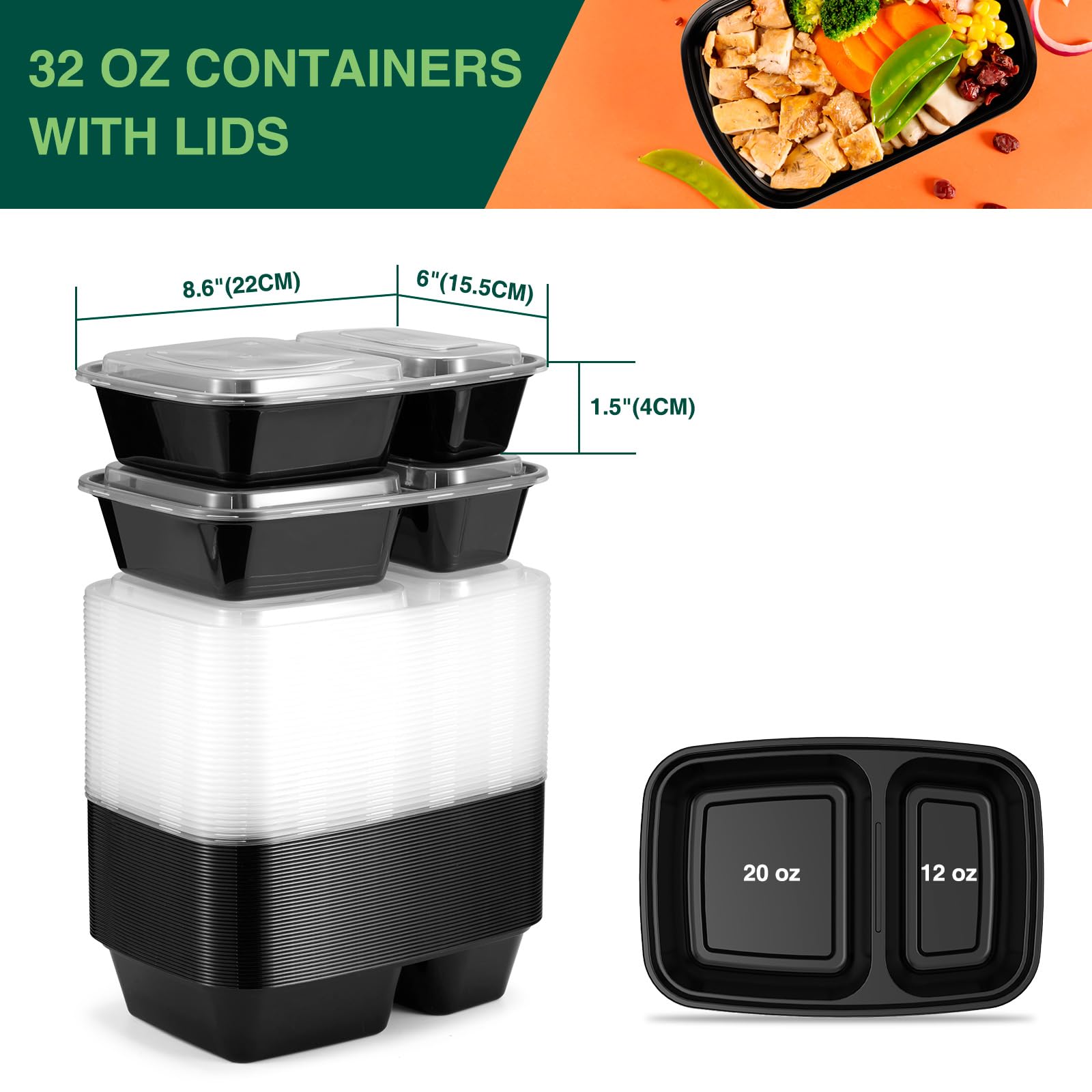 Glotoch vista superior mostrando los dos compartimentos para separar alimentos