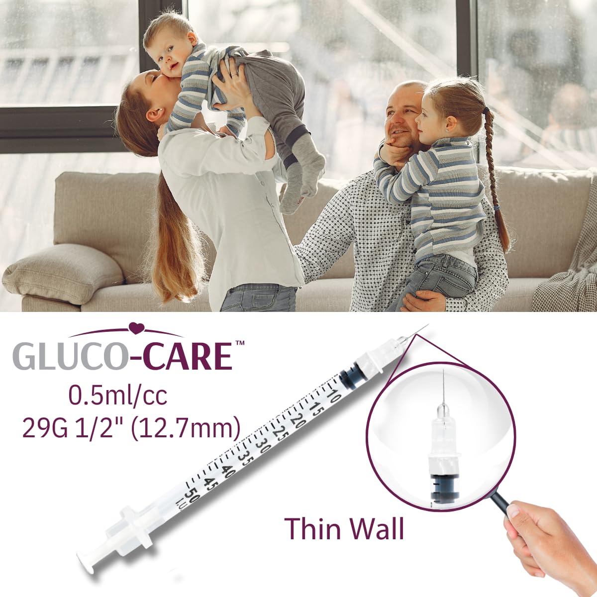 GLUCO-CARE escala visible frente a fondo para evitar errores de lectura