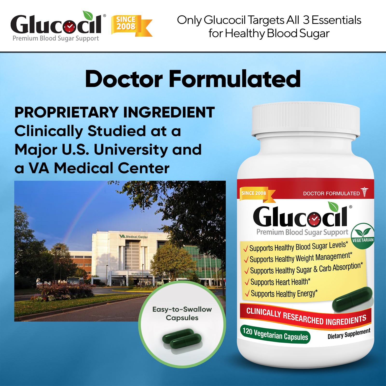Glucocil con hojas de morera y berberina para ilustrar ingredientes clave
