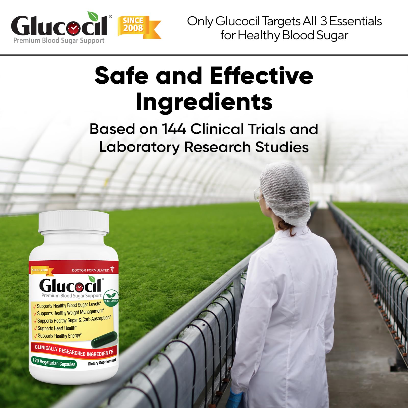 Glucocil junto a un plato equilibrado para mostrar uso tras comidas