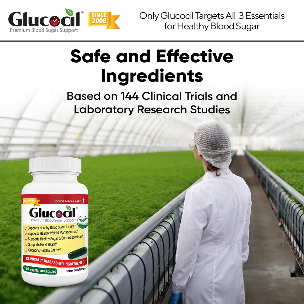 Glucocil junto a un plato equilibrado para mostrar uso tras comidas