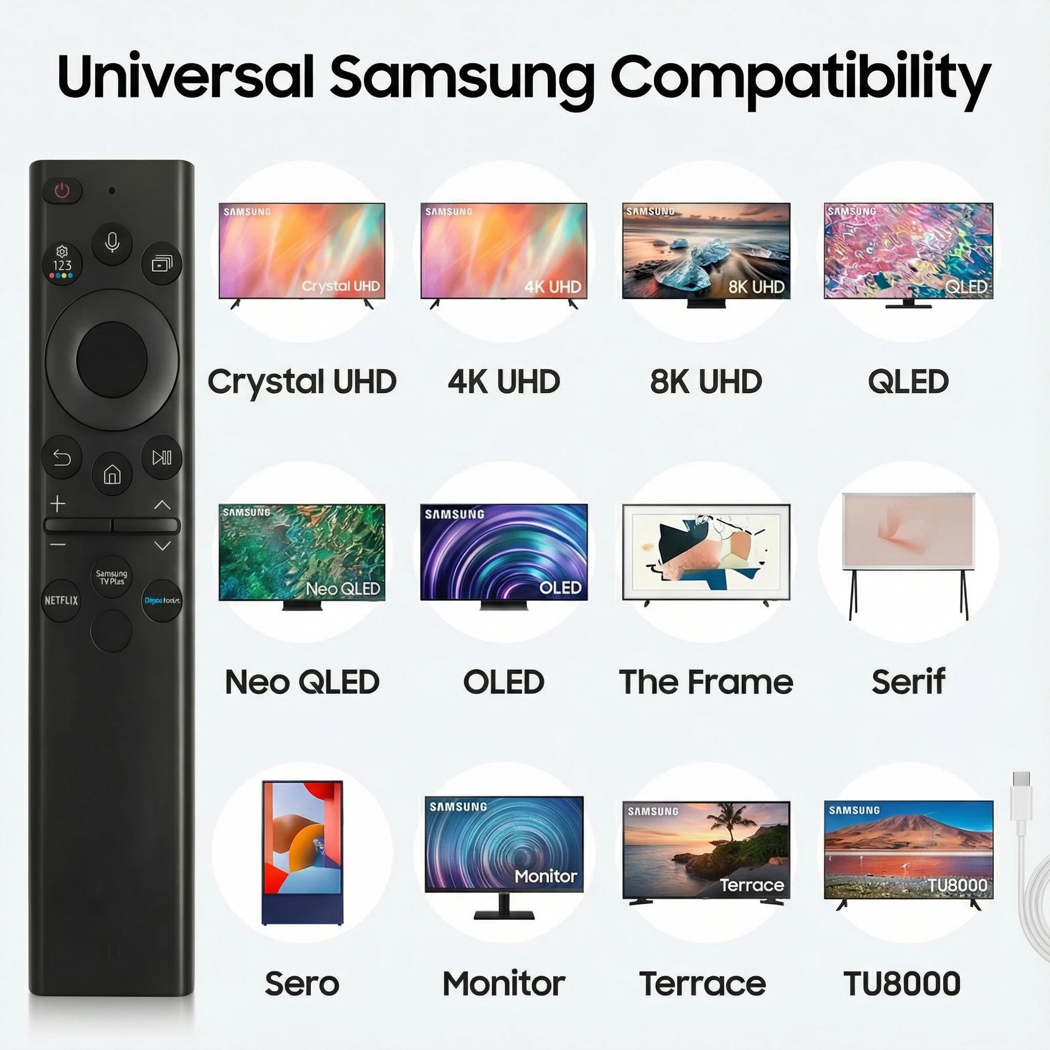 Gmatrix botones de acceso rápido a Netflix Prime Disney+ y Samsung TV Plus para navegación ágil