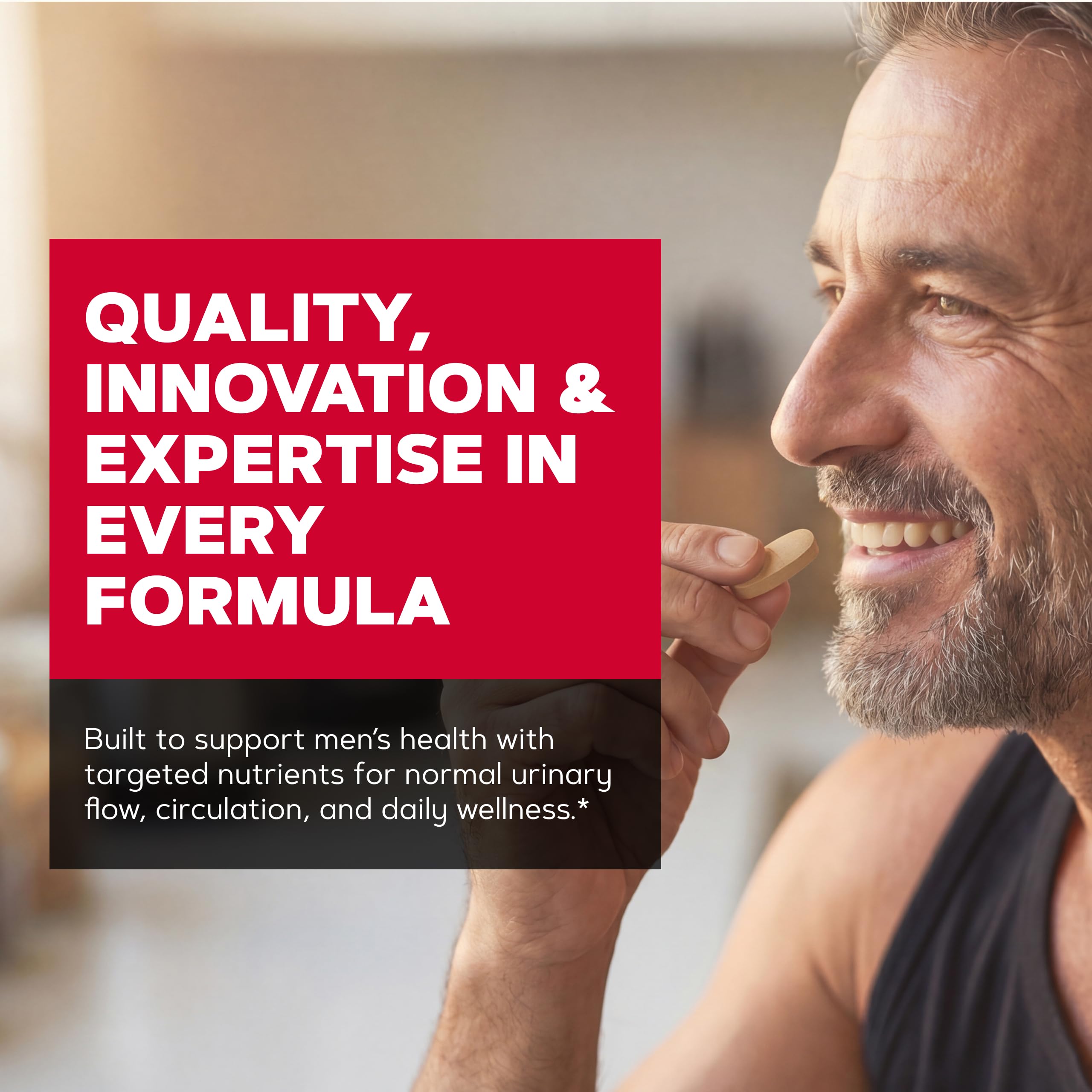 GNC Mega Men Prostate & Virility botella abierta con cápsulas dispersas indicando facilidad de uso