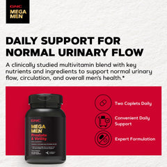 GNC Mega Men Prostate & Virility detalle de la etiqueta con información clave