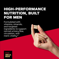 GNC Mega Men Prostate & Virility primer plano de la textura de la cápsula para confianza