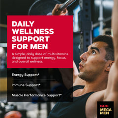 Detalle del sello y la etiqueta de GNC Mega Men Sport con información visible