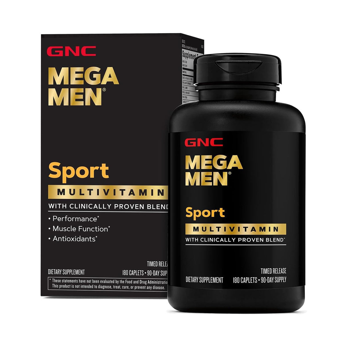 GNC Mega Men Sport vista frontal del envase con diseño claro y beneficios