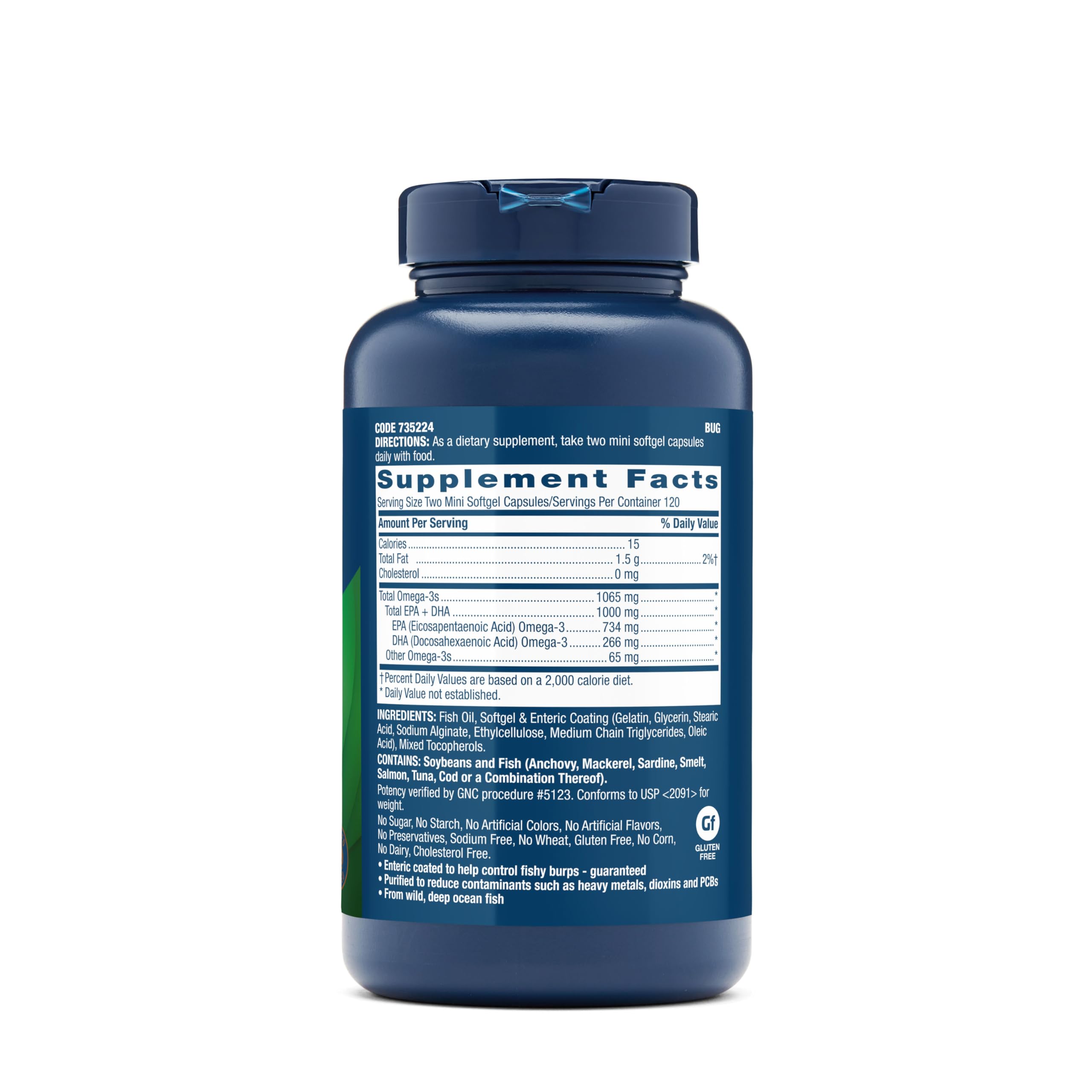 GNC primer plano de mini cápsulas blandas destacando fácil ingestión