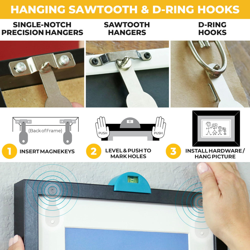 Go Hang It! caja abierta con organizador para guardar todas las piezas ordenadas