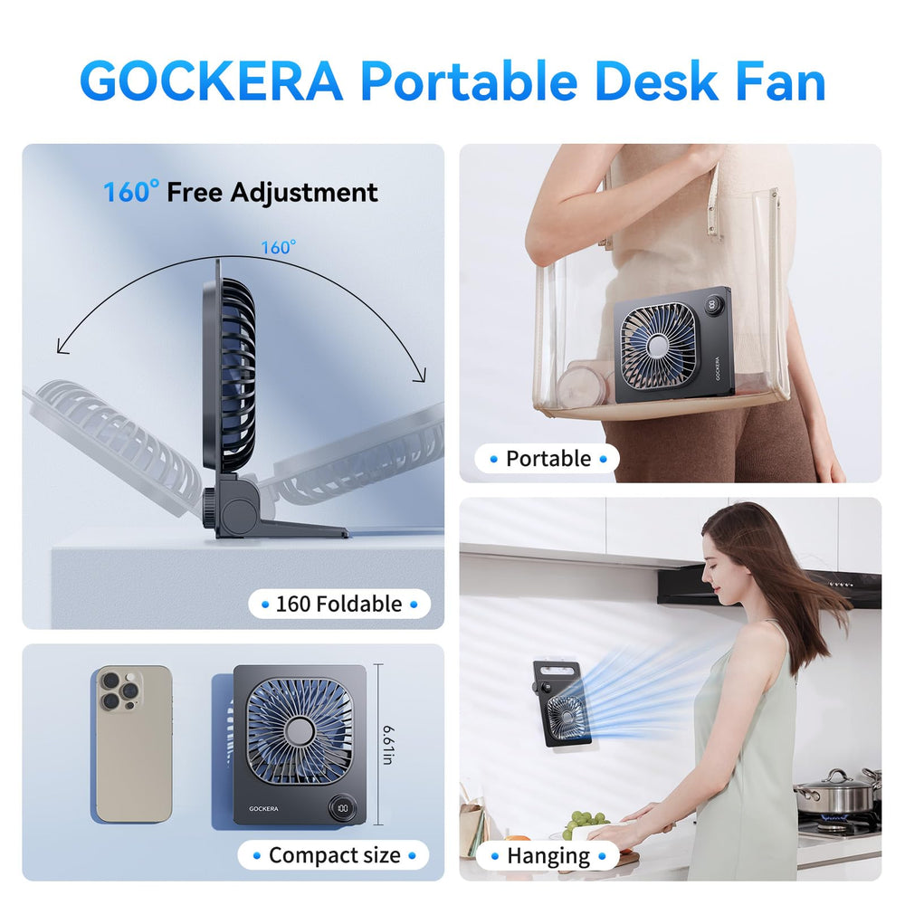 GOCKERA comparado con mano y bolso mostrando portabilidad y ligereza