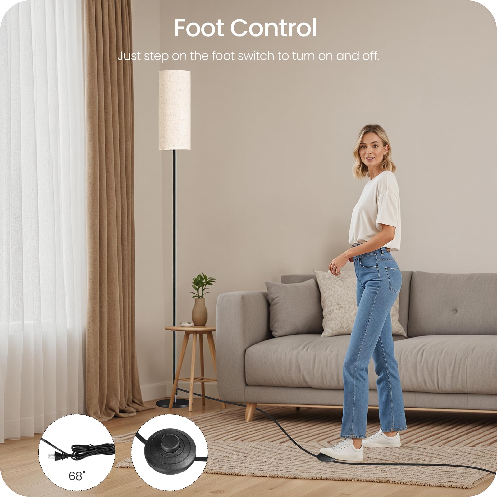 GOEBLESON interruptor de pedal convenientemente colocado junto al sofá