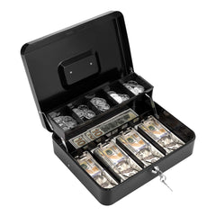 Goehiaul front-closed cash box showing robust lock for secure storage