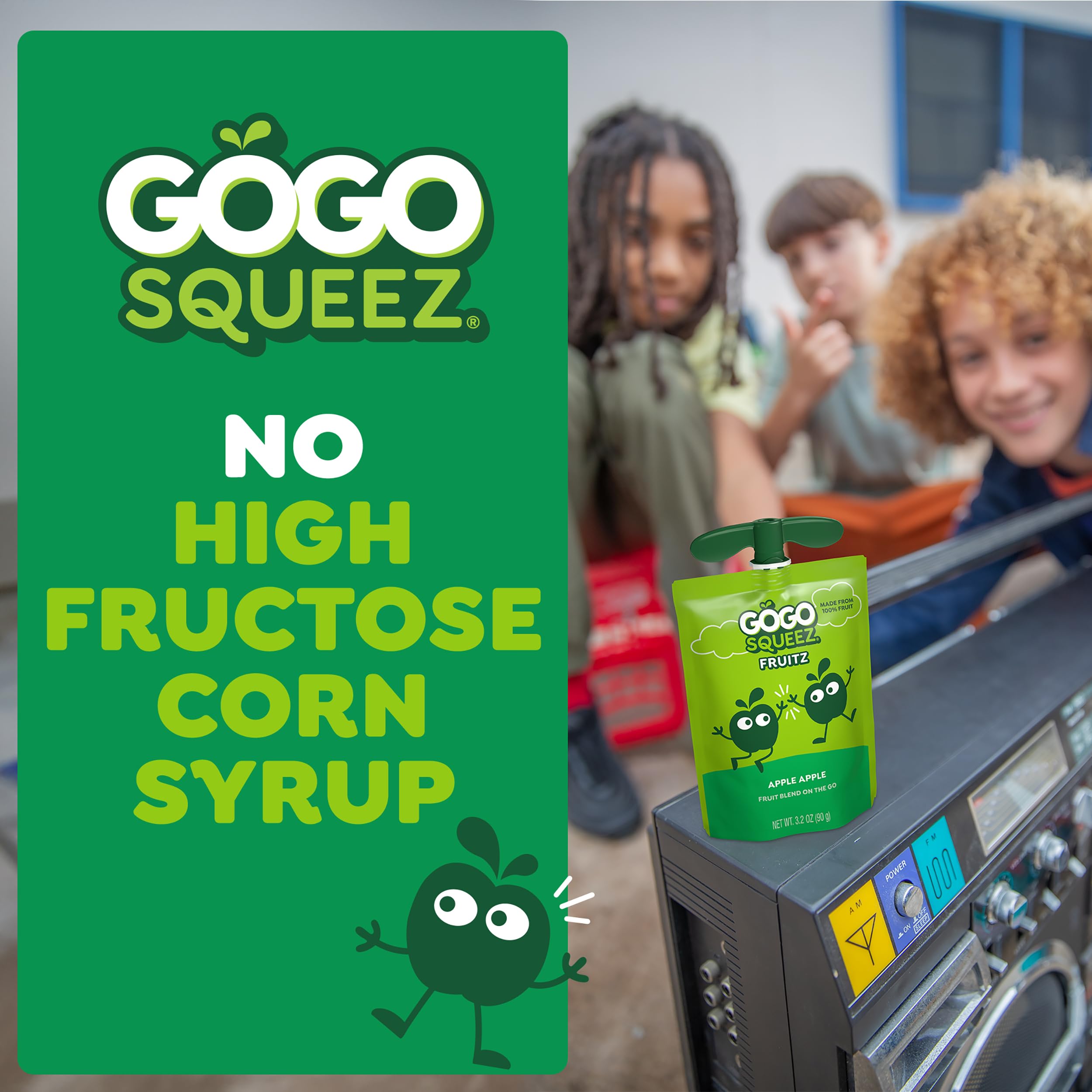 GoGo SqueeZ en lonchera escolar, práctico y listo para llevar