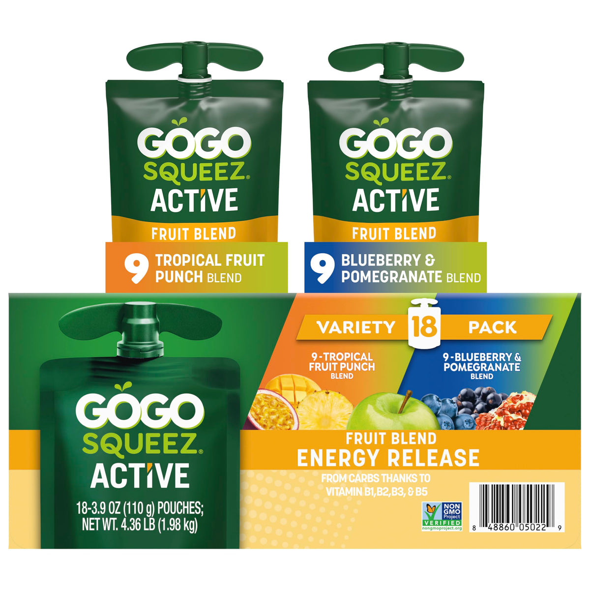 GoGo SqueeZ pack frontal 18 unidades muestra práctico para familias activas