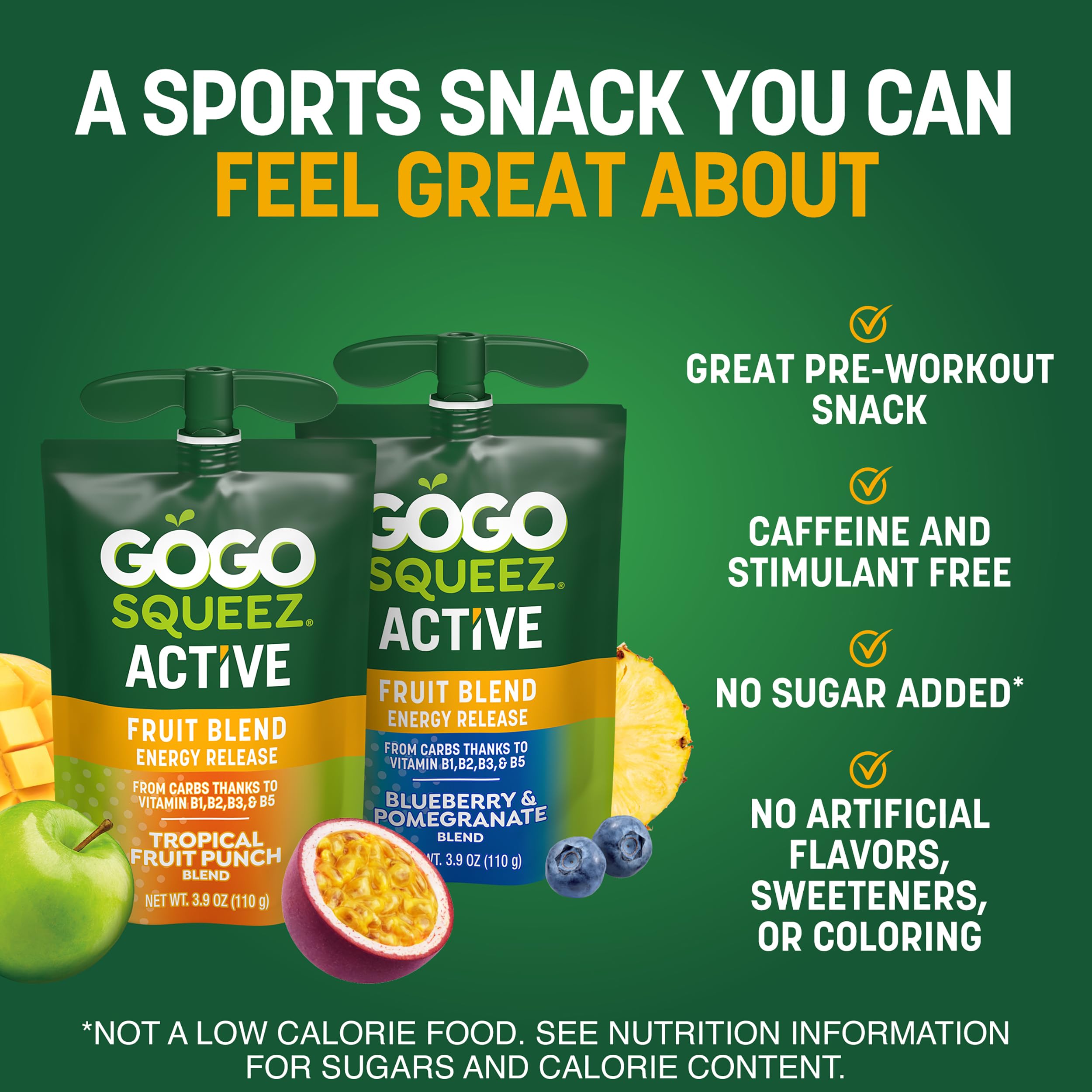 GoGo SqueeZ pouch en uso en gimnasio fácil de consumir antes de entrenar