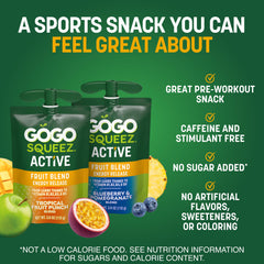 GoGo SqueeZ pouch en uso en gimnasio fácil de consumir antes de entrenar