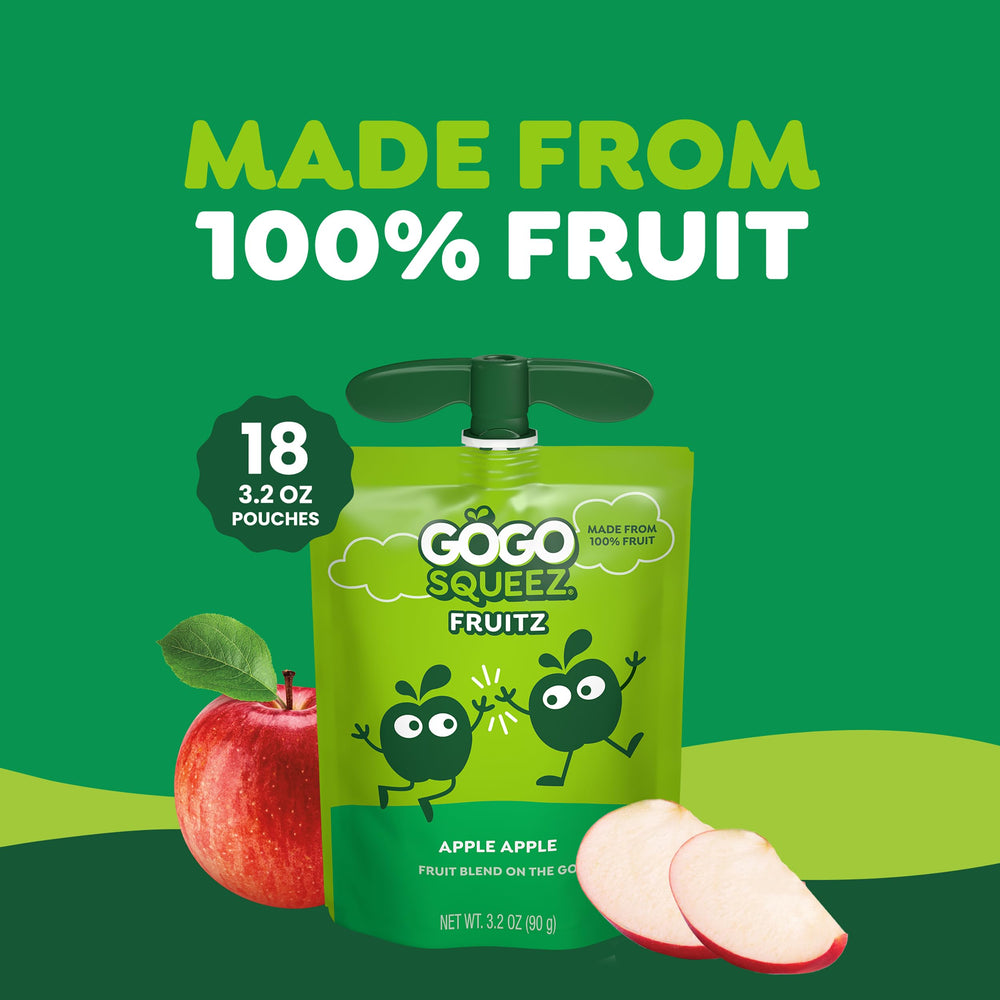 GoGo SqueeZ textura del puré de manzana sin azúcar añadida, aspecto natural