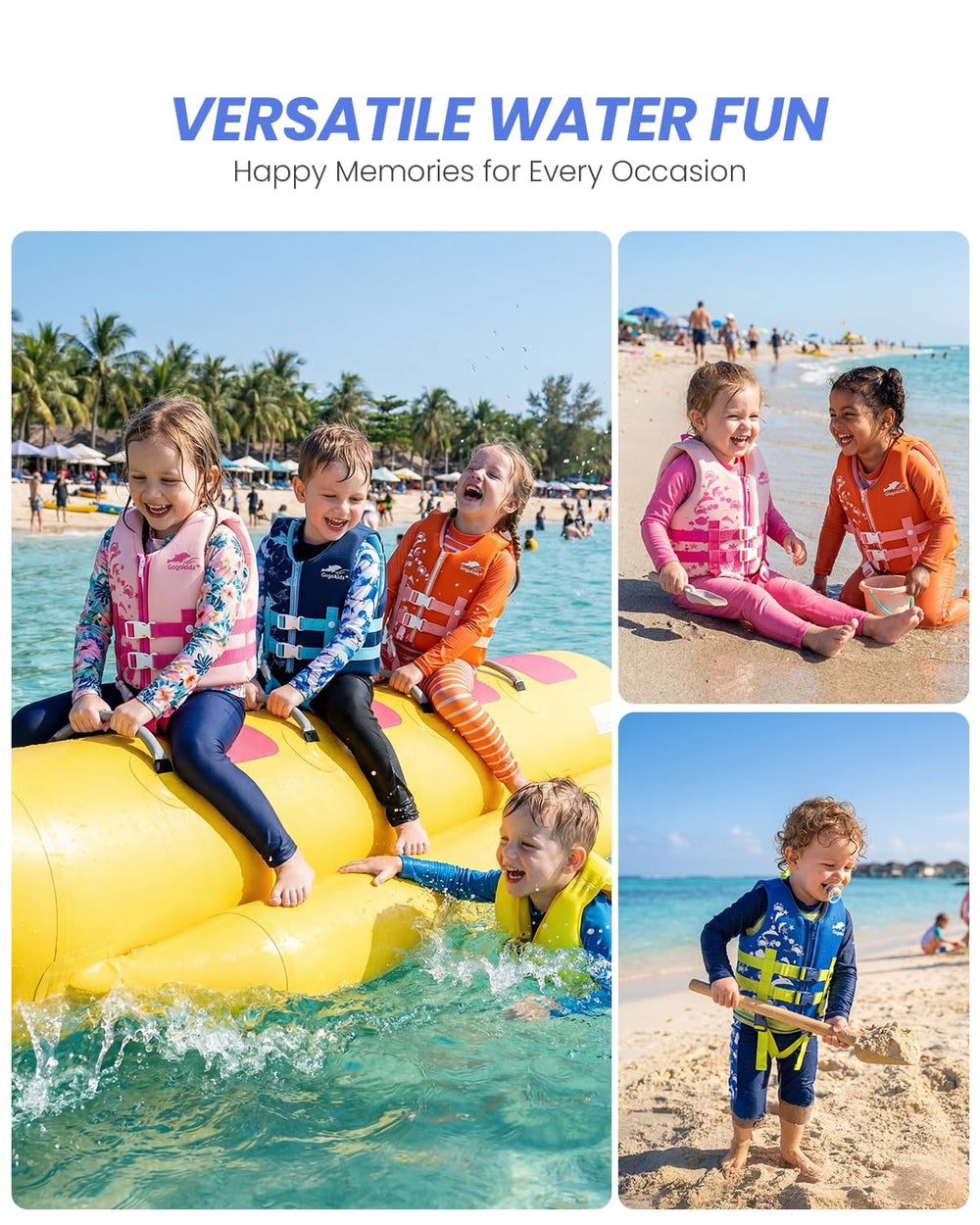 Gogokids orificios de drenaje inferiores que evitan acumulación de agua y peso extra