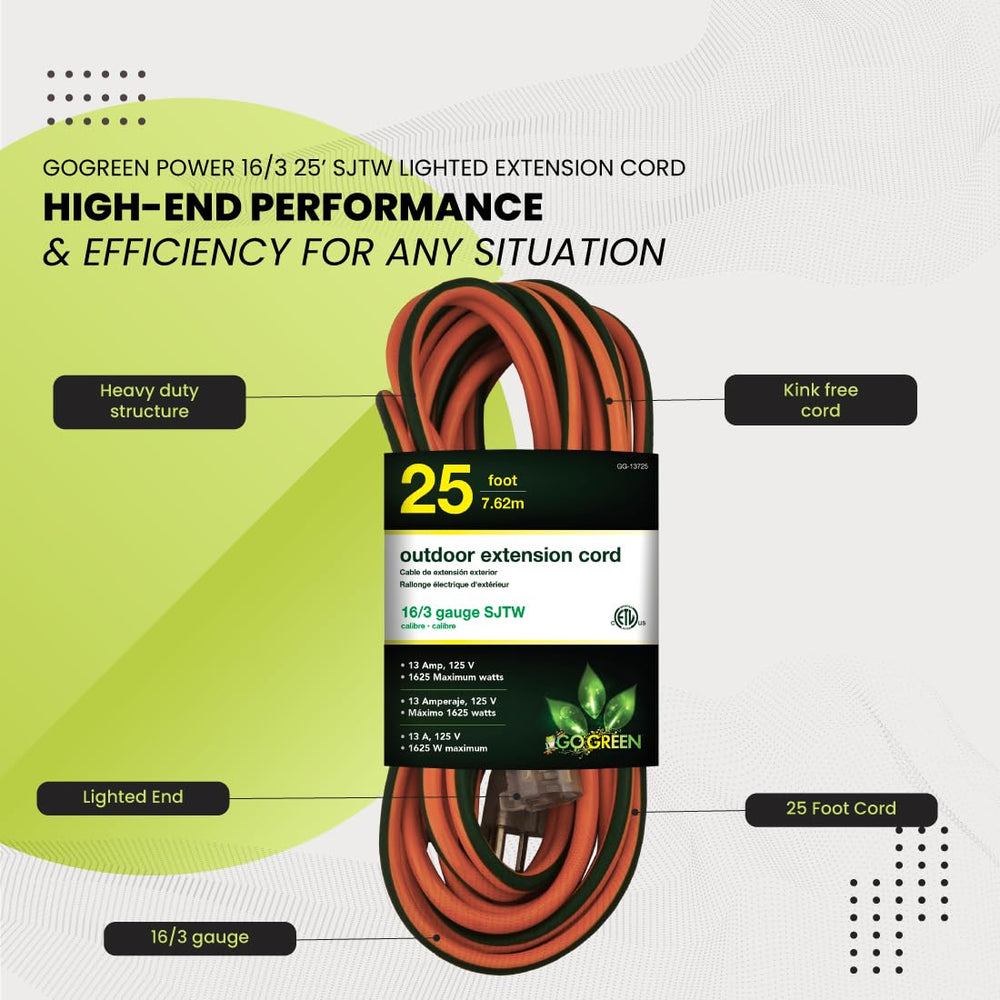 GoGreen Power cable en uso con cortacésped demostrando capacidad para herramientas