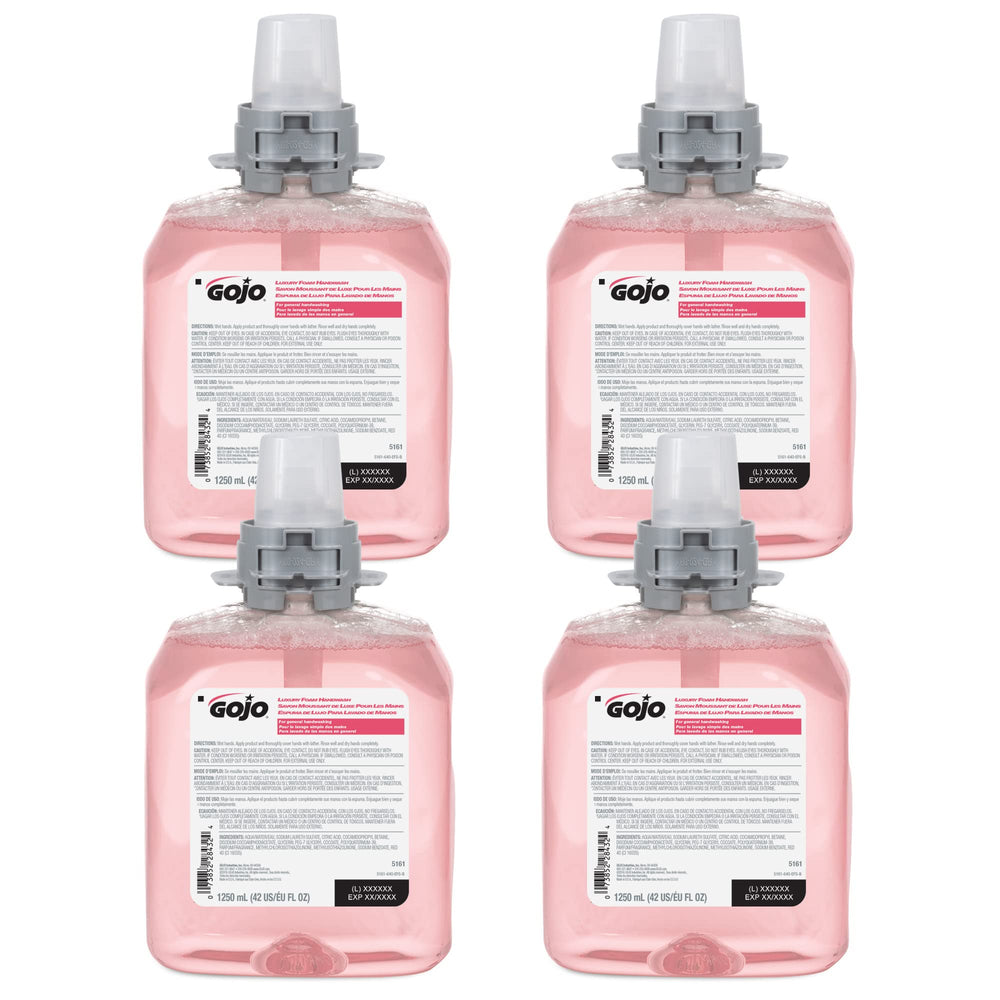 GOJO envase frontal cranberry mostrando etiqueta y volumen, fácil identificación