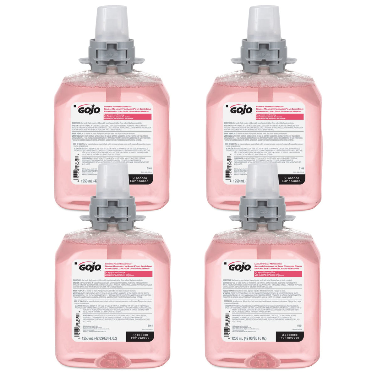 GOJO envase frontal cranberry mostrando etiqueta y volumen, fácil identificación