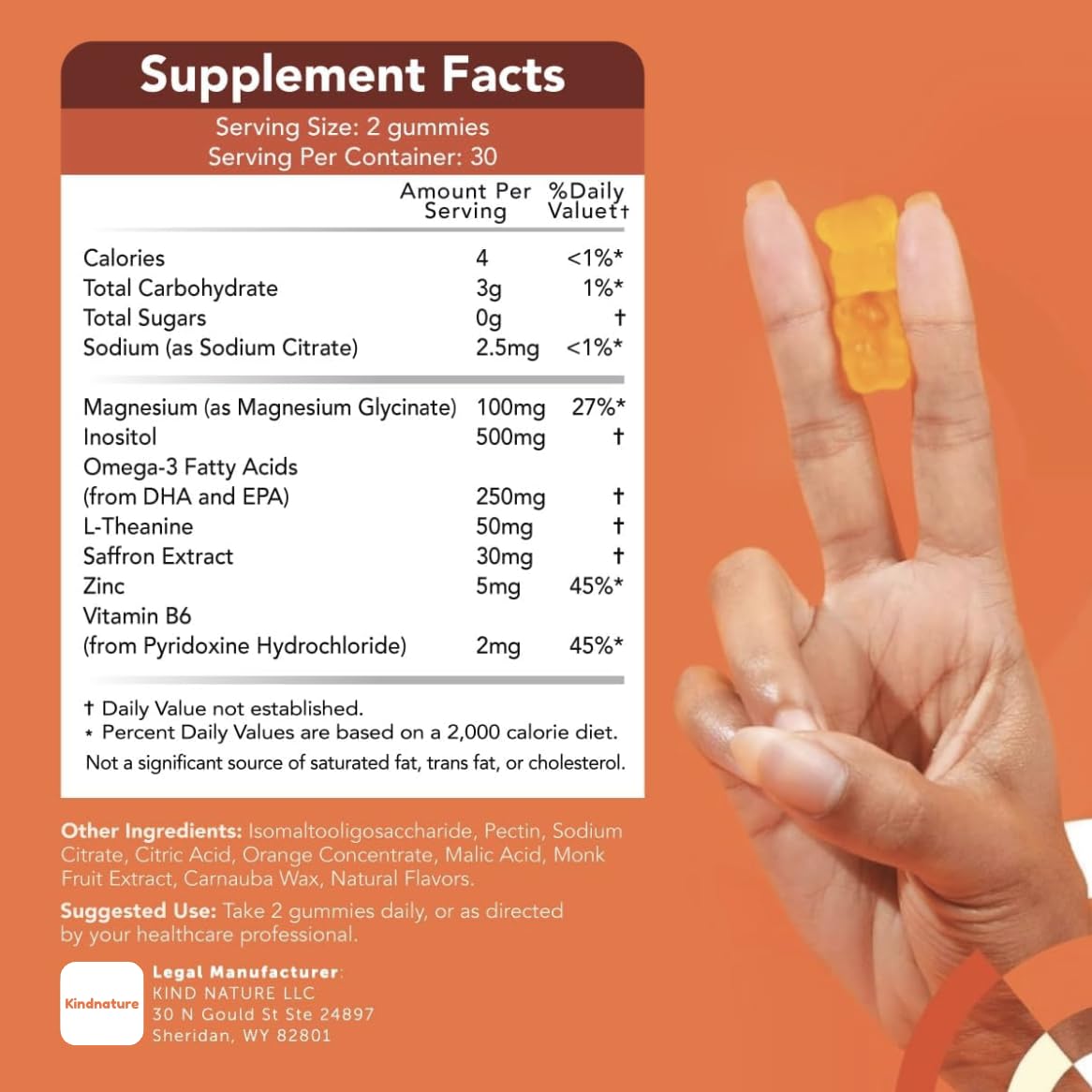GOJOY NATURALS etiqueta nutricional y lista de ingredientes clara