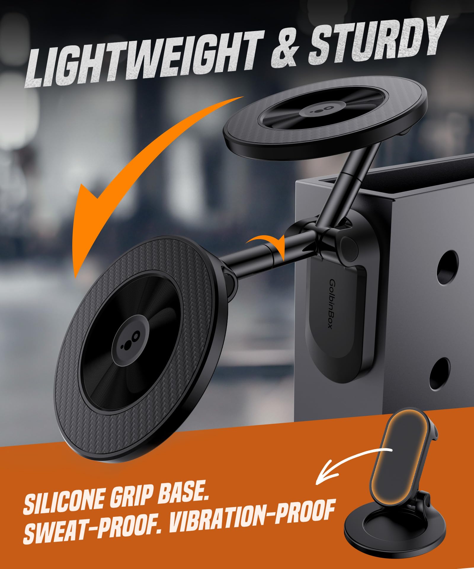 GolbinBox soporte fijado a un rack de gimnasio facilitando grabar entrenamientos